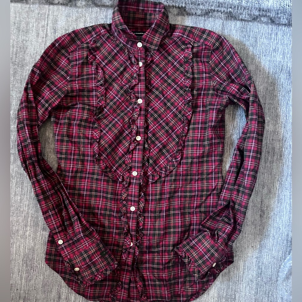 Polo Ralph Lauren Sport Women’s Red Blouse with Ruffles Size 2